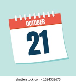 Vector illustration. Calendar icon. Calendar Date - October 21. Planning. Time management.