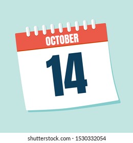 Vector illustration. Calendar icon. Calendar Date - October 14. Planning. Time management