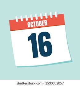 Vector illustration. Calendar icon. Calendar Date - October 16. Planning. Time management