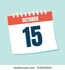 Vector illustration. Calendar icon. Calendar Date - October 15. Planning. Time management