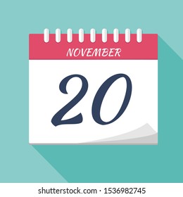 Vector illustration. Calendar icon. Calendar Date - November 20. Planning. Time management.