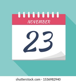 Vector illustration. Calendar icon. Calendar Date - November 23. Planning. Time management.