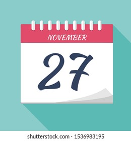 Vector illustration. Calendar icon. Calendar Date - November 27. Planning. Time management.