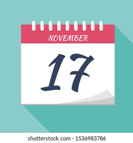 Vector illustration. Calendar icon. Calendar Date - November 17. Planning. Time management.