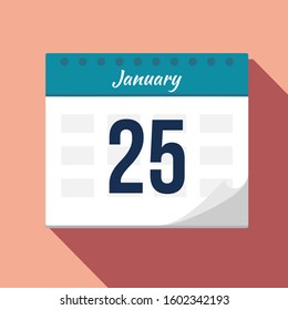 Vector illustration. Calendar icon. Calendar Date - January 25. Planning. Time management.