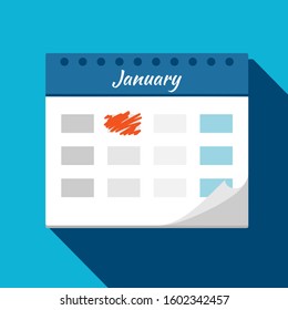 Vector illustration. Calendar icon. Calendar Date - January. Planning. Time management.