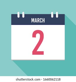 Vector illustration. Calendar icon. Calendar Date - March 2. Planning. Time management.