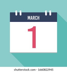 Vector illustration. Calendar icon. Calendar Date - March 1. Planning. Time management.