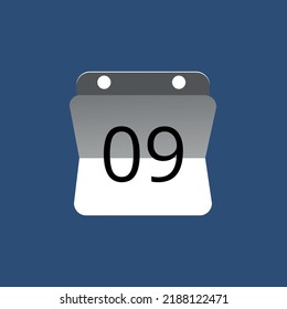 Vector illustration of calendar icon, day 09.