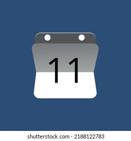 Vector illustration of calendar icon, day 11.
