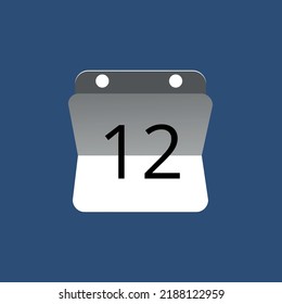 Vector illustration of calendar icon, day 12.