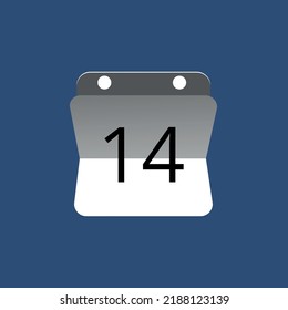 Vector illustration of calendar icon, day 14.