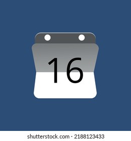 Vector illustration of calendar icon, day 16.