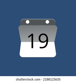 Vector illustration of calendar icon, day 19.
