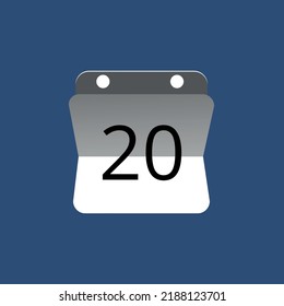 Vector illustration of calendar icon, day 20.