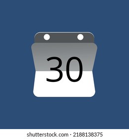 Vector illustration of calendar icon, day 30.