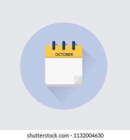 Vector illustration. calendar icon flat Octubre month.