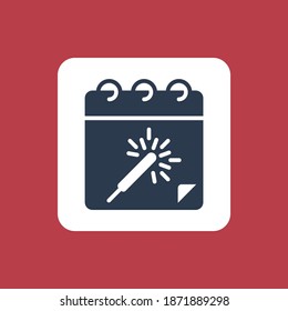 Vector illustration of calendar icon or logo. Use black color and glyph design style. 
