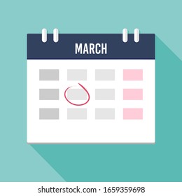 Vector illustration. Calendar icon with mark. Planning. Time management.