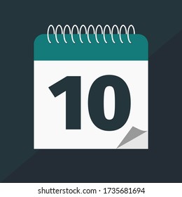 Vector illustration. Calendar icon with nomber 10. Planning. Time management.