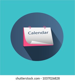 Vector illustration. Calendar icon. Office supplies on a blue background. Stationery. 
