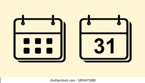 Vector illustration of calendar icon on yellow background