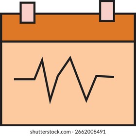 Vector Illustration of Calendar Icon with Pulse Line Symbol – Healthcare Appointment Schedule Reminder Graphic