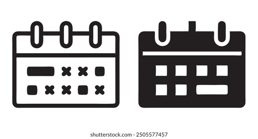 Vector illustration of a calendar icon representing event planning and scheduling. Suitable for use in organizing, planning, and time management applications.