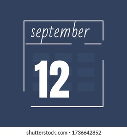 Vector-Abbildung. Kalender Symbol 12. September. Planung. Zeitmanagement.