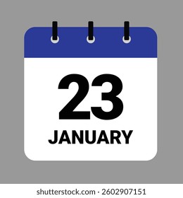 Vector illustration of a calendar icon showing dates and events. January 23 Calendar Icon – Flat Design, Minimalist Date Illustration