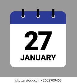 Vector illustration of a calendar icon showing dates and events. January 27 Calendar Icon – Flat Design, Minimalist Date Illustration