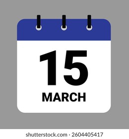 Vector illustration of a calendar icon showing dates and events. MARCH 15 Calendar Icon – Flat Design, Minimalist Date Illustration