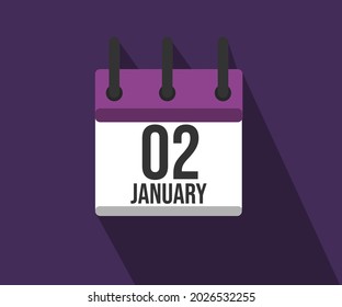 Vector illustration of calendar icon. Simple calendar dated January 2. month of leprosy awareness and prevention. 