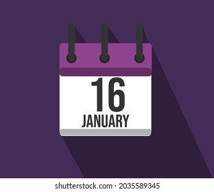 Vektorgrafik des Kalenderbildes. Einfache Kalender vom 16. Januar 16. Januar.