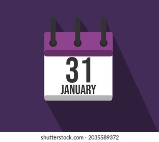Vector illustration of calendar icon. Simple calendar dated January 31. January 31st.Vector illustration of calendar icon. Simple calendar dated January 31. January 31st.