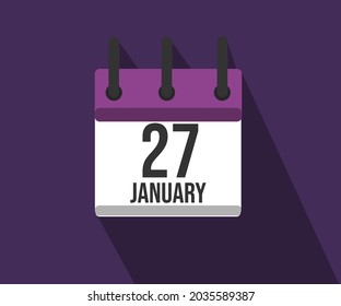 Icono vectorial de calendario. Calendario simple fechado el 27 de enero.