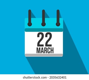 Vector illustration of calendar icon. Simple calendar dated March 22. March 22nd.