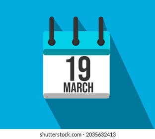 Vektorgrafik des Kalenderbildes. Einfache Kalender vom 19. März 19. März.