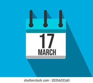 Icono vectorial de calendario. Calendario simple fechado el 17 de marzo, 17 de marzo.