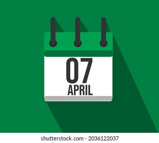 Vector illustration of calendar icon. Simple calendar dated April 7. April 7th.