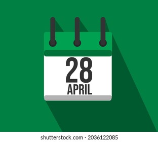 Vector illustration of calendar icon. Simple calendar dated April 28. April 28th.