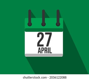 Icono vectorial de calendario. Calendario simple fechado el 27 de abril, 27 de marzo.