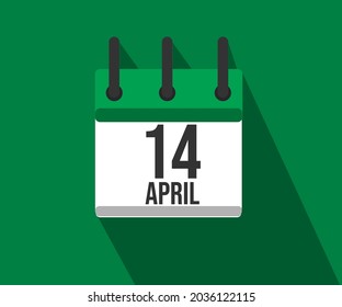 Icono vectorial de calendario. Calendario simple fechado el 14 de abril, 14 de marzo.