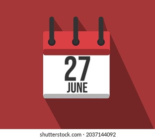 Icono vectorial de calendario. Calendario simple fechado el 27 de junio 27 de junio.