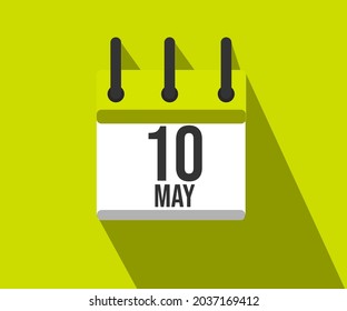 Vector illustration of calendar icon. Simple calendar dated May 10th. May 10.