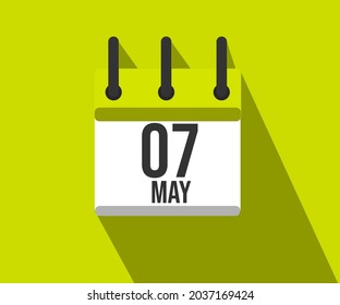 Vector illustration of calendar icon. Simple calendar dated May 7. May 7th.