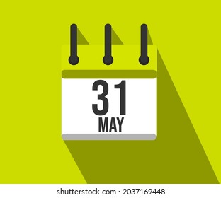 Icono vectorial de calendario. Calendario simple fechado el 31 de mayo. 31 de mayo.