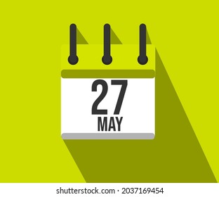 Vector illustration of calendar icon. Simple calendar dated May 27. May 27th.