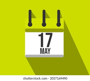 Vector illustration of calendar icon. Simple calendar dated May 17. May 17th.