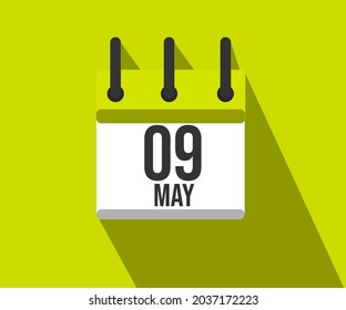 Vector illustration of calendar icon. Simple calendar dated May 9. May 9th.